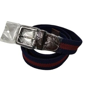 New Boston Scott Golf BS Apparel Stretch Woven Belt Casual Red Blue Stripe 38-40
